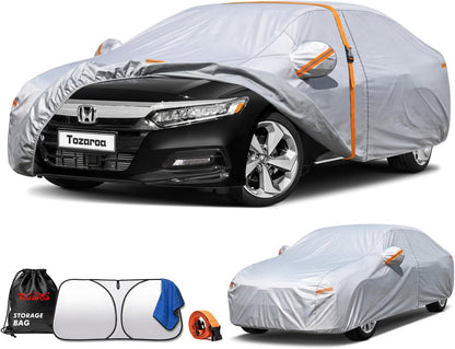 Car Cover Waterproof All-Weather,Heavy-Duty Outdoor Full Exterior Automobiles Sedan/Coupe (Length 186-193 inch) with Windshield Sun Shade Universal Fit Toyota Camry, Tesla Model 3, Accord etc