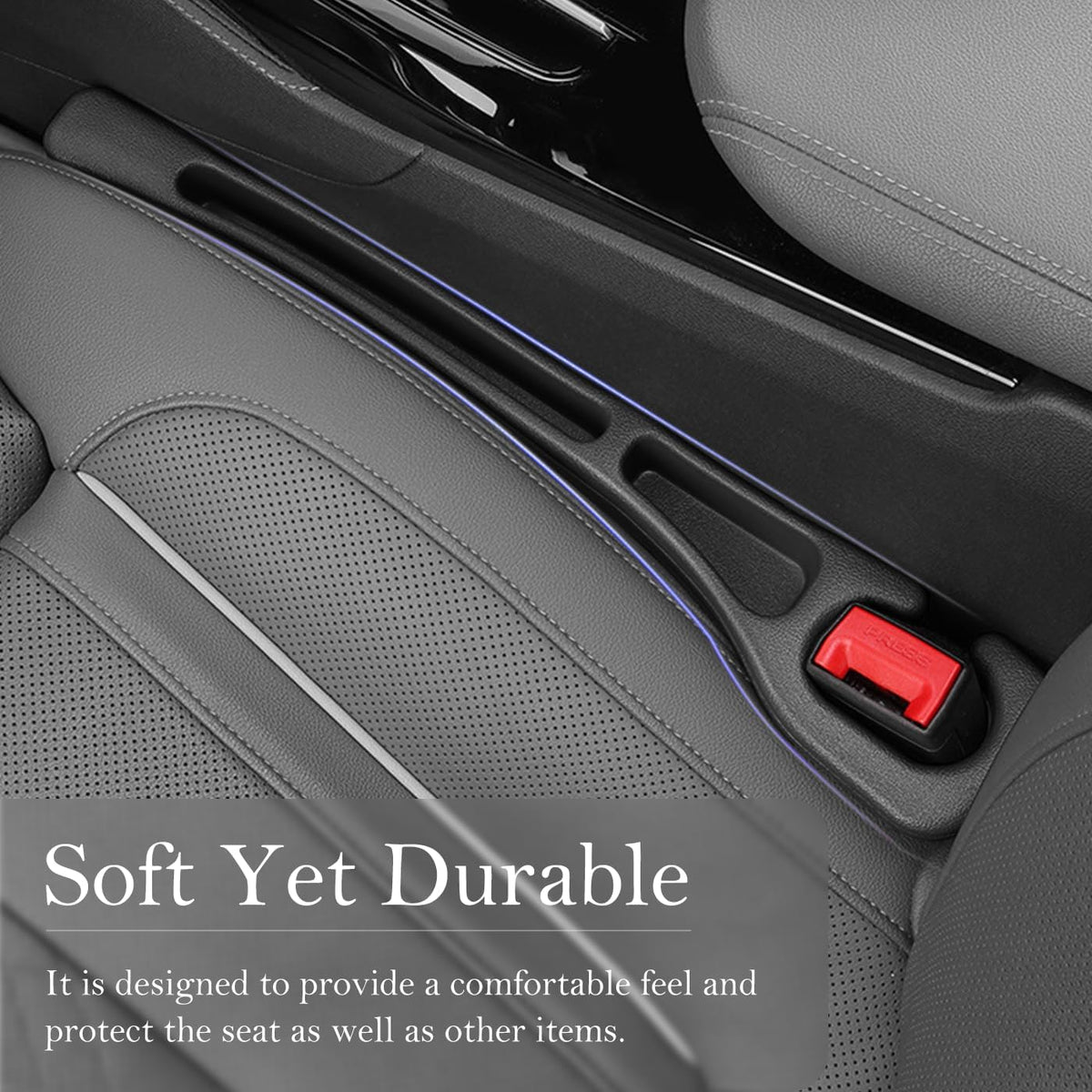 Car Seat Gap Filler 2-Pack, Universal Car Seat Gap Filler Organizer, Seat Gap Plug – Fills Gap Between Seat & Console, Drop-Proof Guard for Phones, Keys & Cards, Fits Cars, SUVs, Trucks, Black