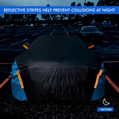 Car Cover Waterproof All Weather for Automobiles, 6 Layers Outdoor Full Exterior Cover Rain Sun UV Snowproof Protection with Zipper Cotton, Mirror Pocket for Sedan (190-195 inch)