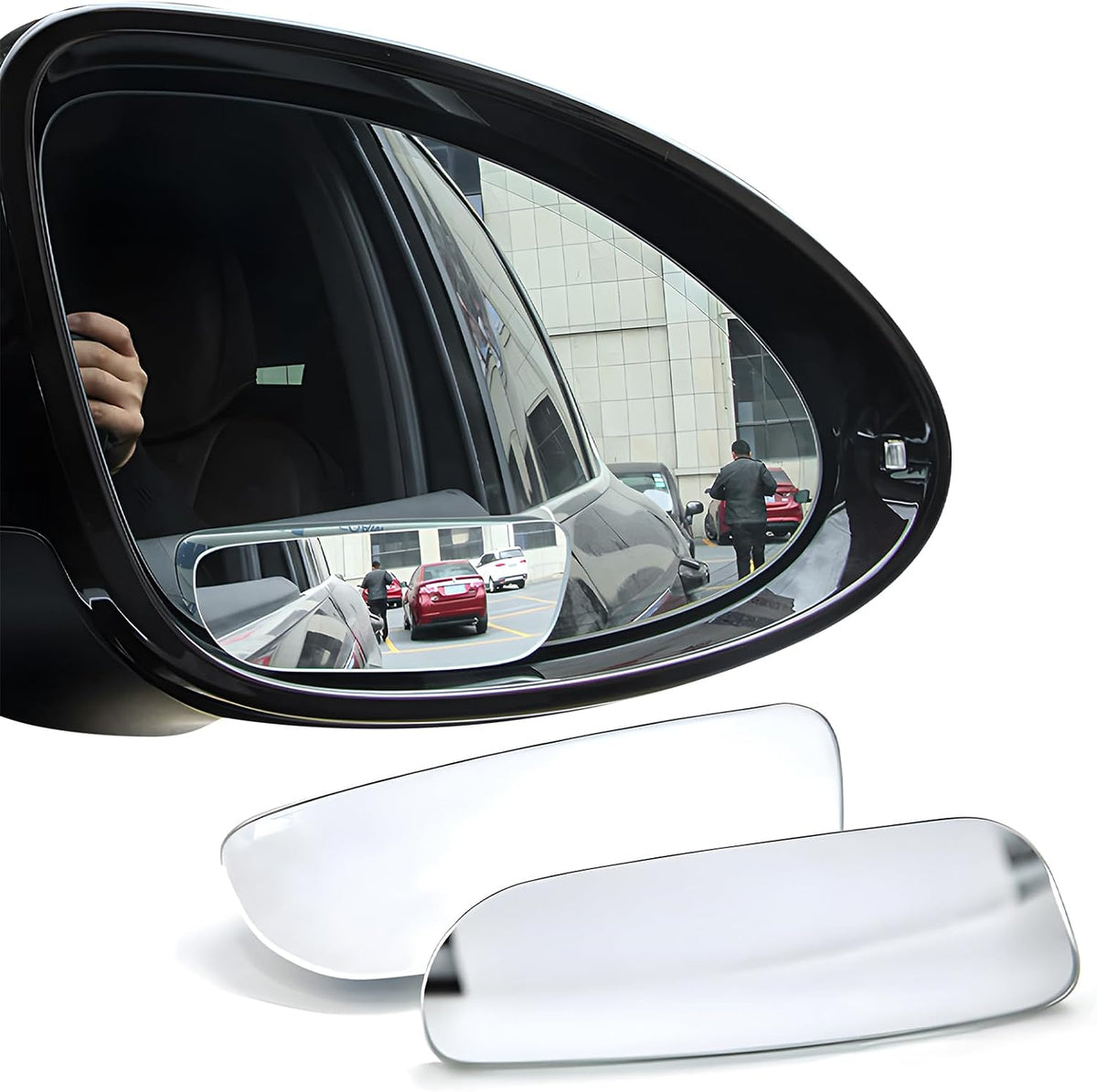 2 PCS Blind Spot Mirror, Adjustable Wide Angle Convex Side Rearview Mirrors, Long Framed Rectangular HD Glass Rear View Mirror for Sedans SUVs Trucks, Car Accessories (Framed Medium)