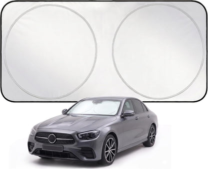 EzyShade Windshield Sun Shade with Shield-X Reflective Technology. See Size-Chart with Your Vehicle. Foldable 2-Piece Car Sunshades Reflect UV Sun and Heat and Protect Your Car. Standard (Medium) Size