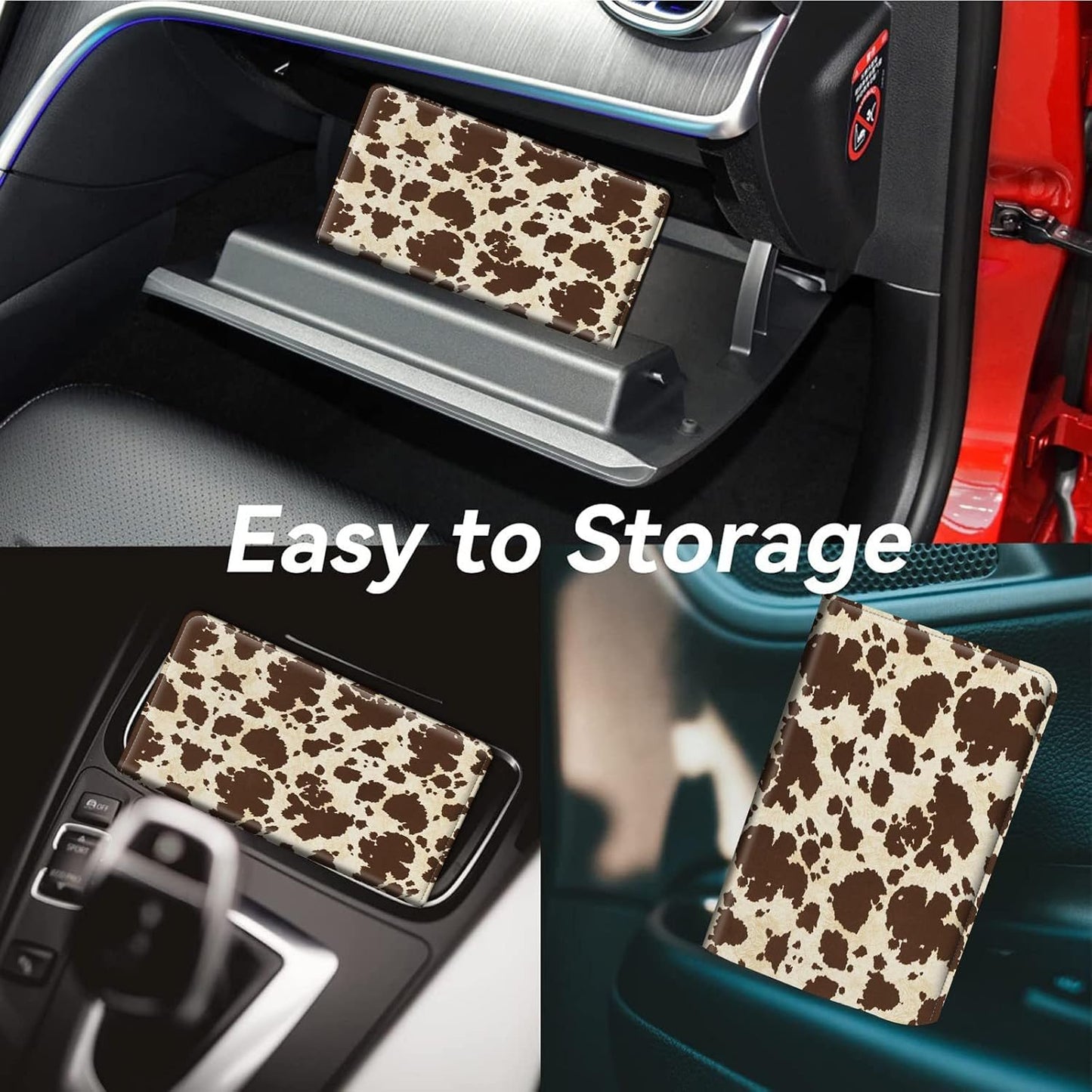 Car Registration and Insurance Holder, Leather Car Glove Box Organizer, Cool Car Accessories for ID, Driver's License Cards & Essential Document, business cards, Men&Women, Retro Audio Cassette