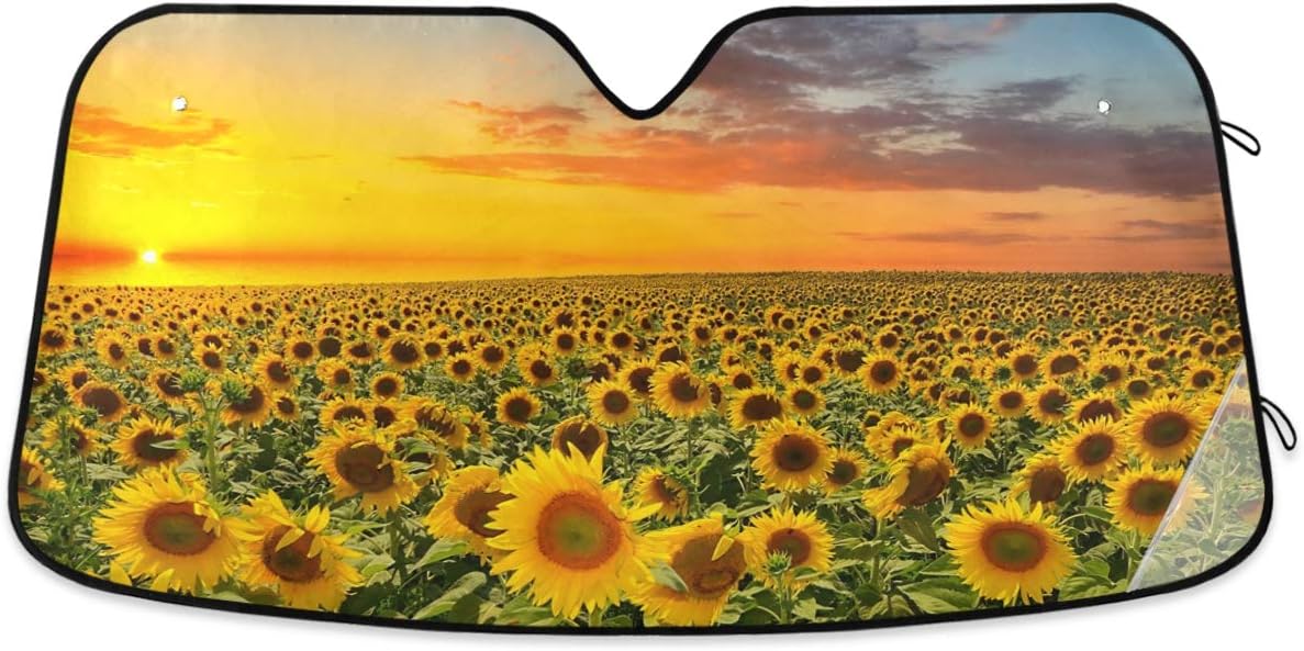 Black Leopard Car Windshield Sun Shade Animal Skin Print Foldable UV Ray Sun Visor Protector Sunshade to Keep Your Vehicle Cool (51" x 27.6")