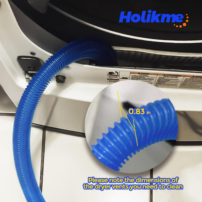 Holikme 2 Pieces Dryer Vent Cleaner Kit, Dryer Lint Vacuum Attachment and Flexible Dryer Lint Brush, Dryer Vent Vacuum Hose Attachment,Blue