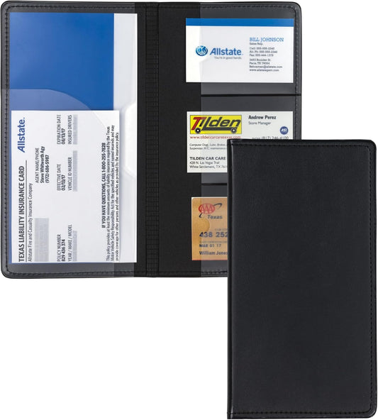 Samsill 2 Pack Car Registration and Insurance Holder, 5.25" x 4.75" Black Glove Box Organizer, Perfect for Multiple Vehicles