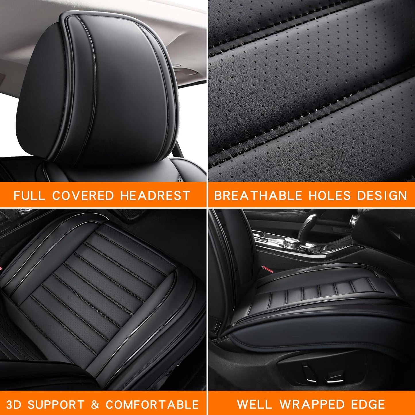 MINGBRON Leather Car Seat Covers,Car Seat Protector Waterproof,Seat Covers Full Set, Car Seat Protectors 5 Seats,Automotive Seat Covers Fit Most Cars Wine Red