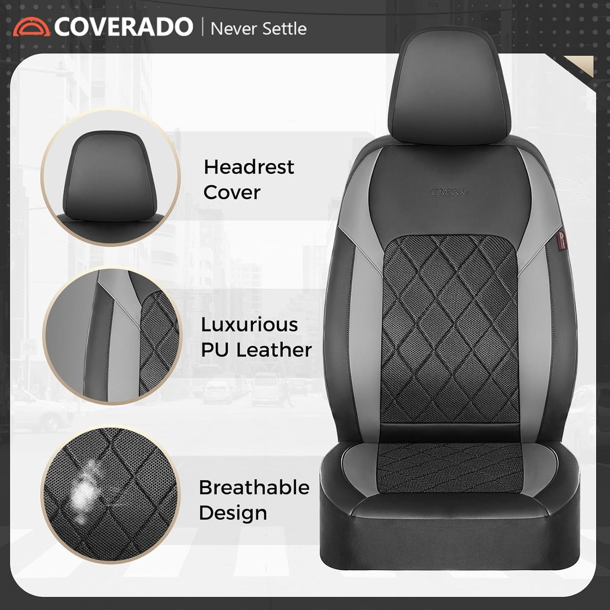 Coverado Car Seat Covers, Seat Covers Full Set, 5 Seats Automotive Seat Cover, Mesh Breathable Seat Protectors, Universal Fit for Most Cars