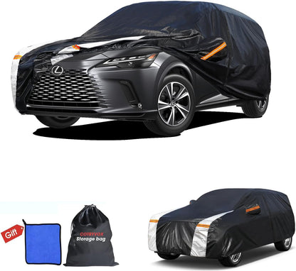 Large SUV Car Cover for Chevy Suburban 100% Waterproof All Weather, Heavy Duty Outdoor Full Exterior Covers Rain Sun Wind UV Protection. - Colors D