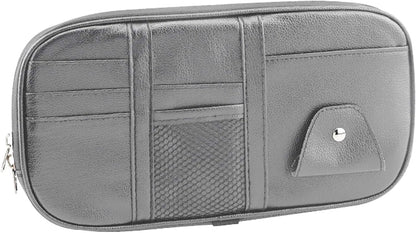 Car Sun Visor Organizer, Sunglass Holder and Storage Pocket, Card Cash Pouch with Multi-Pocket Net Zipper, Case Bag for License Pen Key, Auto Accessories for Truck, SUV, Van (Purple)