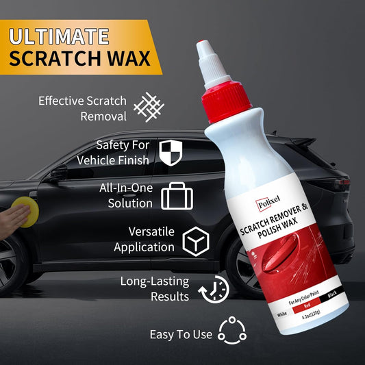 Car Scratch Remover Wax & Rubbing Compound for Vehicles Paint Scratch Repair for Light Scratches, Swirl Marks & Scuffs Complete Kit for All Paint Colors with Polishing Pad & Towel 4.2oz