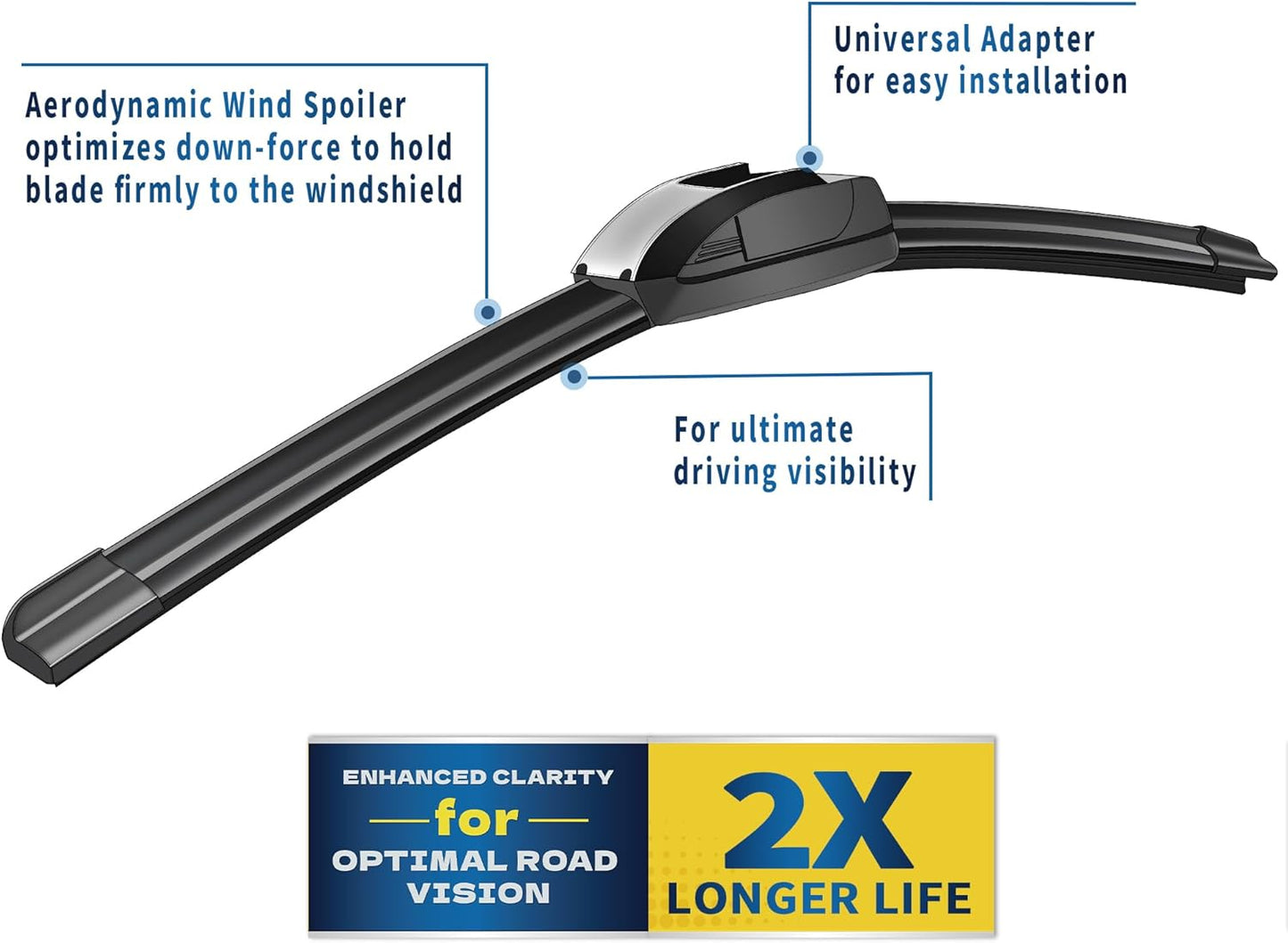 26''+18'' Front Windshield Wiper Blades Compatible with 2012-2017 Toyota Camry/2004-2009 Toyota Prius OEM QUALITY Premium All-Season Automotive Replacement Wipers (Pack of 2) - Colors A