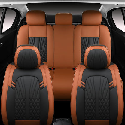 MINGBRON Leather Car Seat Covers,Car Seat Protector Waterproof,Seat Covers Full Set, Car Seat Protectors 5 Seats,Automotive Seat Covers Fit Most Cars Wine Red