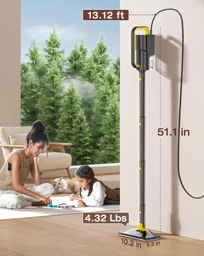 10-in-1 Steam Mop with Detachable Handheld Steamer,350ml Tank, 10s Heat-Up, 248°F Steam Cleaner, 2-Level Control and Swivel Head for Floor,Carpet,Tiles, BBQ grill,Car Accessories Clean White