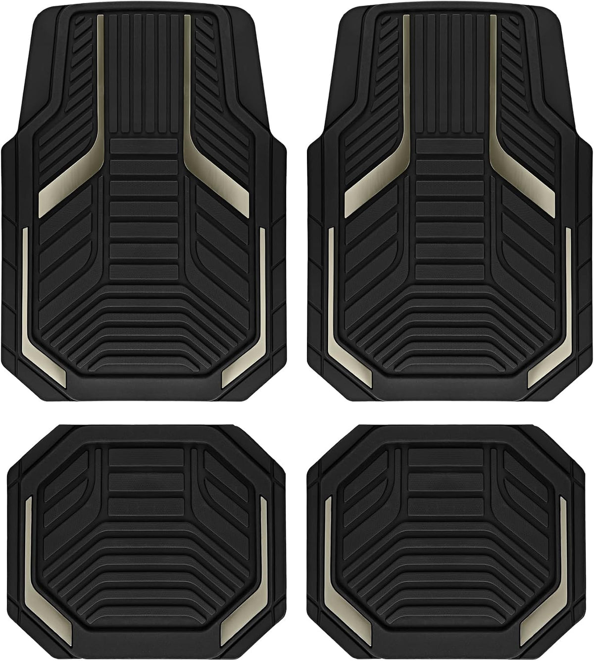 PIC AUTO Heavy Duty Rubber Floor Mats, Purple Aluminum Film Car Mats Set, Front and Rear Car Mats with Anti-Slip Backing, All Weather Protection, Trim-to-Fit for Automotive SUV, Sedan, Van