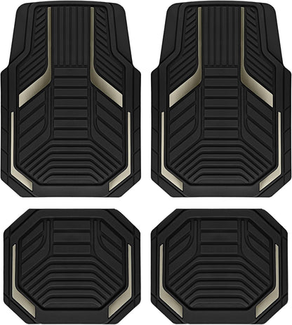 PIC AUTO Heavy Duty Rubber Floor Mats, Purple Aluminum Film Car Mats Set, Front and Rear Car Mats with Anti-Slip Backing, All Weather Protection, Trim-to-Fit for Automotive SUV, Sedan, Van