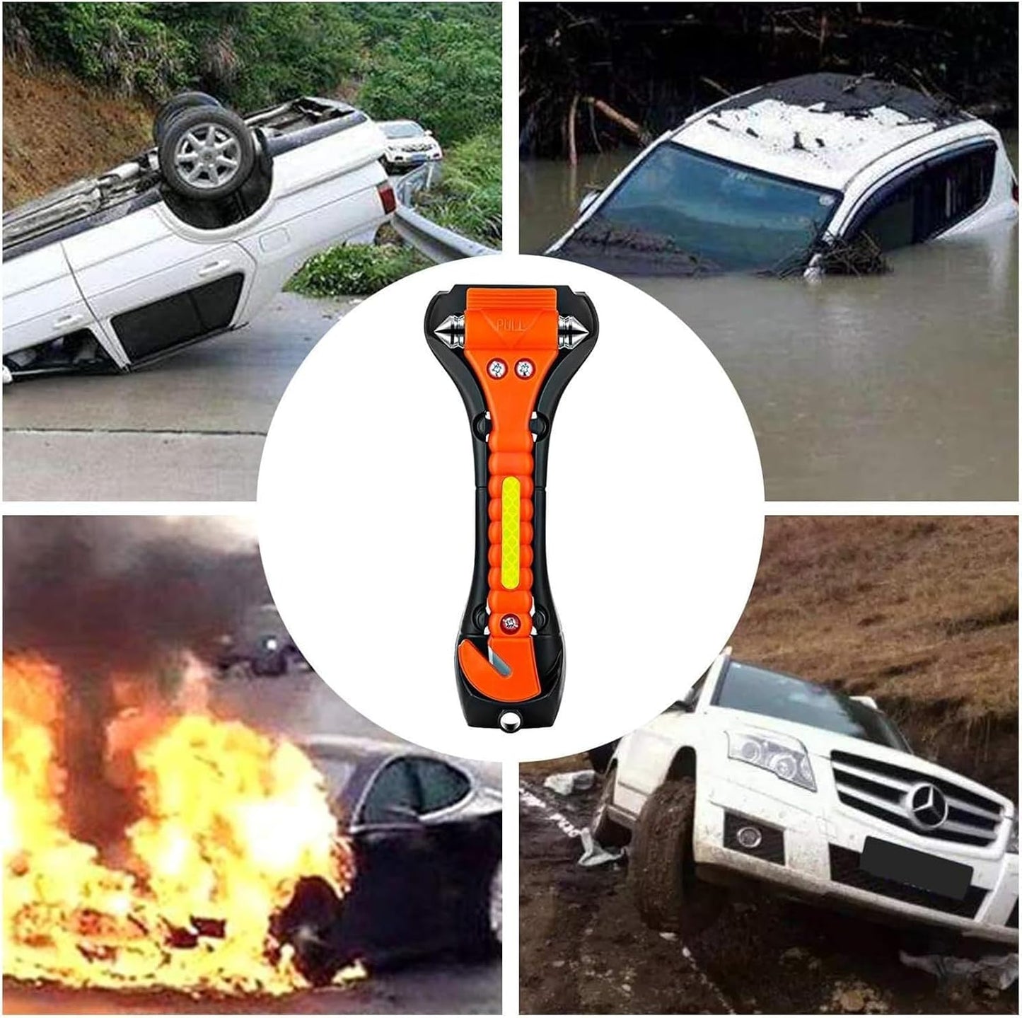 Safety Hammer, 10 Pack Car Emergency Escape Tool Car Window Breaker and Seat Belt Cutter with Light Reflective Tape for Family Car Life Saving Survival Kit