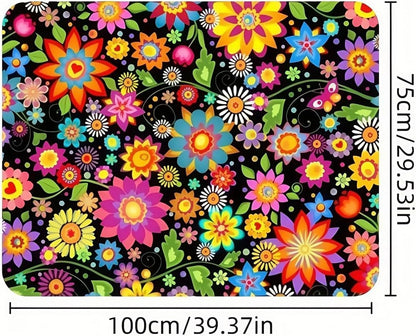 Universal Car Trunk Mat 29" x 39",Purple Colorful Flowers All Weather Trunk Protection Cargo Liner, Durable Cargo Mat Rear Trunk Liner,Stylish Vehicle Interior Accessories Suitable for Most Car Models