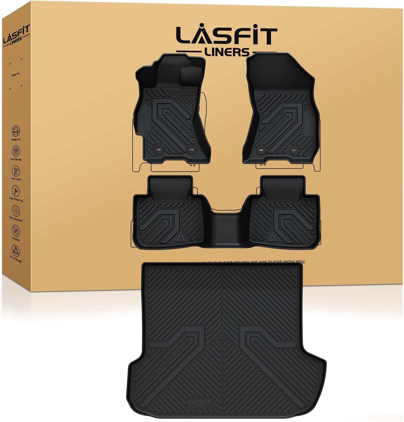 LASFIT Floor Mats Fits for Hyundai Sonata 2020-2026 (Only for FWD & Gas) & Kia K5 2021-2025 (Only for FWD) Custom Fit TPE All Weather Floor Liners Car Mats Accessories, Black