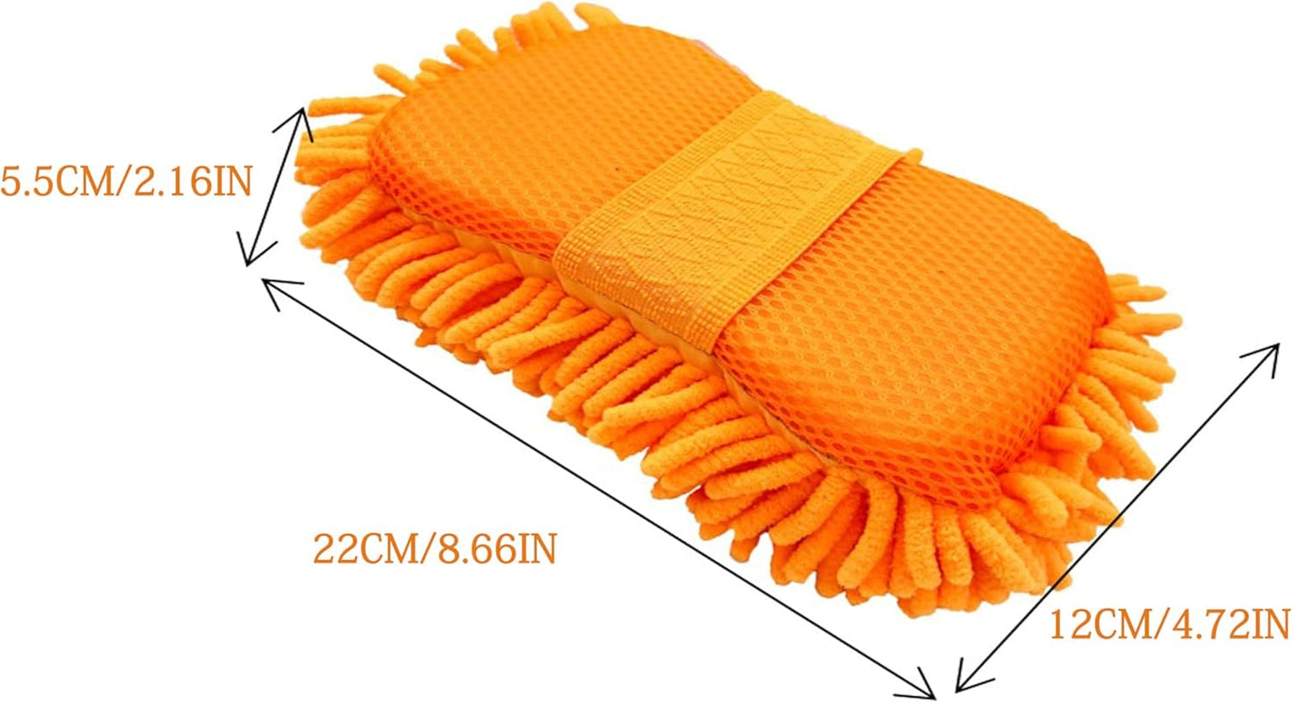 Microfiber Car Wash Sponge-Non-Scratch Wash Mitt-Two Sided Chenille Microfiber Washing Sponge-Mitt for Cars, Trucks, SUVs, Boats(2 Pack Green)