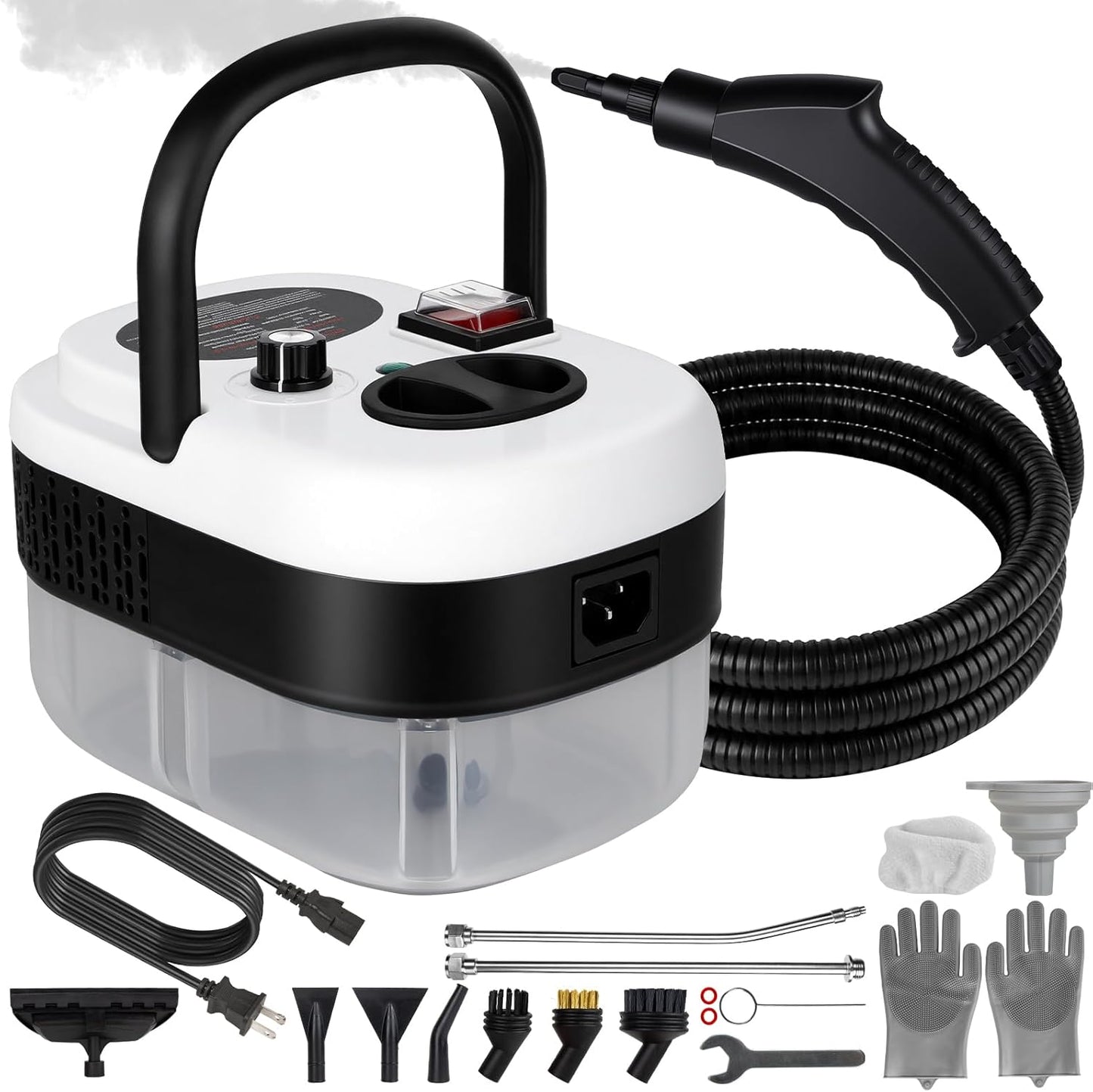 Steam Cleaner Handheld High Pressure, Portable High Power Steam Cleaner, Handheld Steam Cleaner Cleaning Grout With Large Water Tank & 18 Accessories For Car Floor White