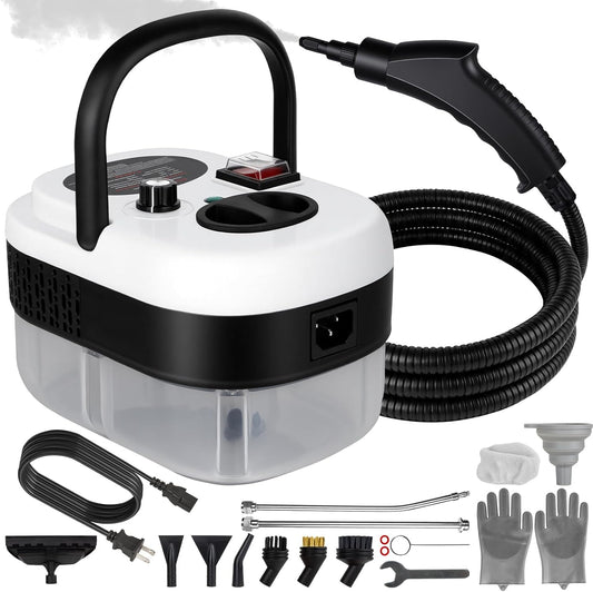 Steam Cleaner Handheld High Pressure, Portable High Power Steam Cleaner, Handheld Steam Cleaner Cleaning Grout With Large Water Tank & 18 Accessories For Car Floor White