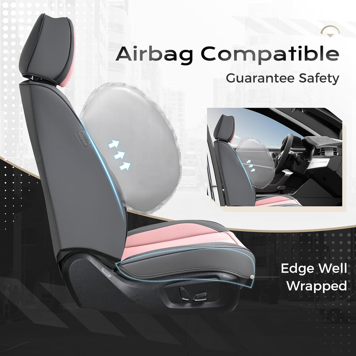 Coverado Seat Covers Full Set, Black Seat Covers for Cars 5 Seats, Car Seat Protector, Waterproof Nappa Leather Car Seat Cushion, Front and Rear Car Seat Cover Fit for Most Sedans SUV Pick-up Truck - Colors B
