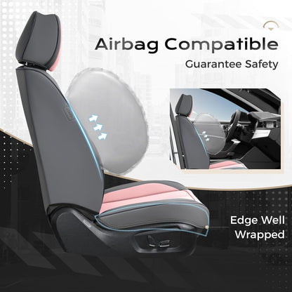 Coverado Seat Covers Full Set, Black Seat Covers for Cars 5 Seats, Car Seat Protector, Waterproof Nappa Leather Car Seat Cushion, Front and Rear Car Seat Cover Fit for Most Sedans SUV Pick-up Truck - Colors B