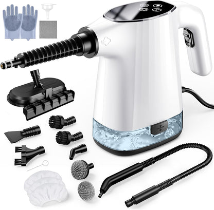 Handheld Steam Cleaner, Portable Steamer for Cleaning with 18PCS Accessories, 12s Fast Heating, Pressurized Steam Cleaner for Home, Kitchen, Bathroom, Car Detailing, Window, and Clothes, Green