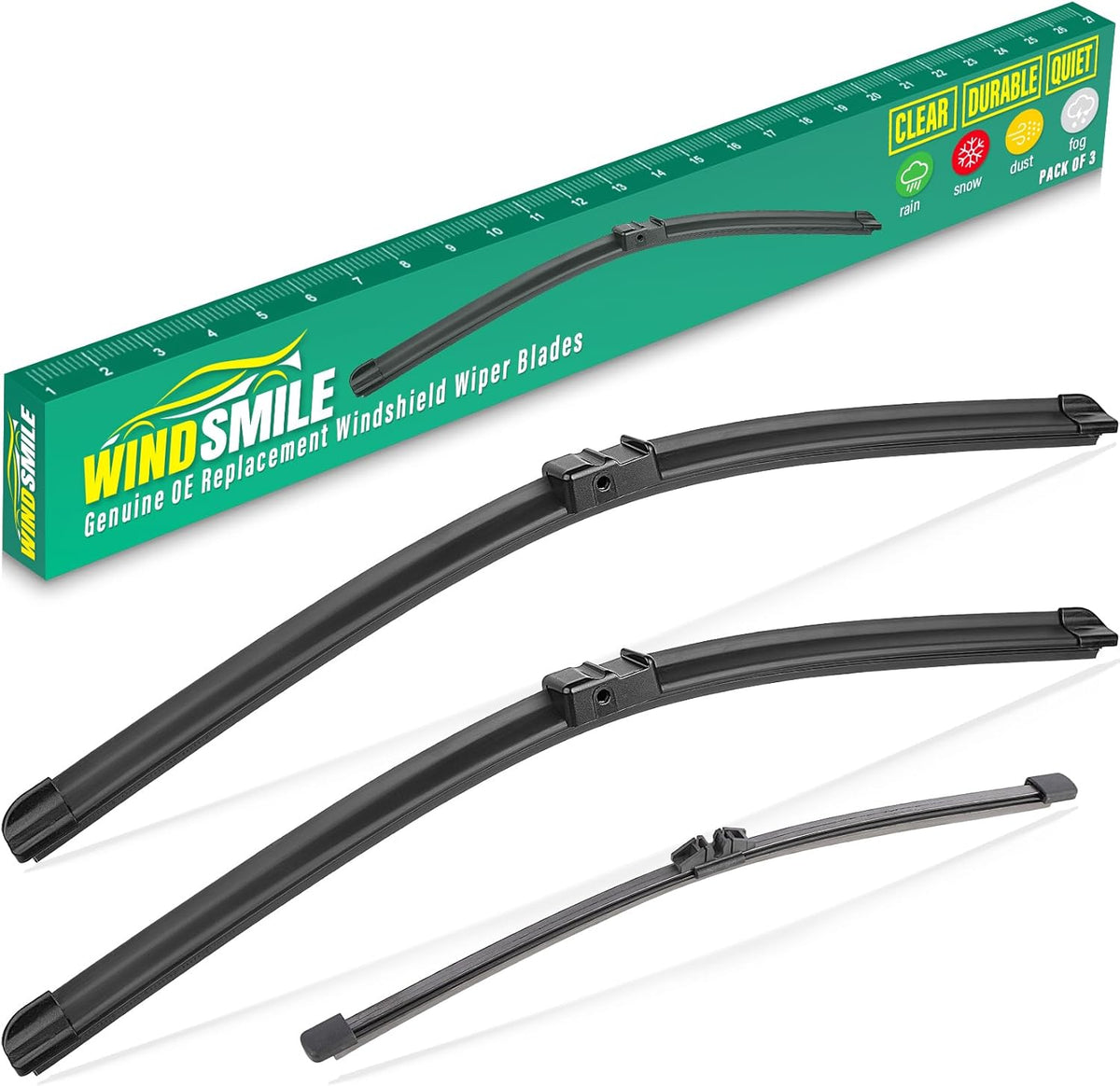 26" 16" 12" Windshield Wiper Blades Replacement for Toyota RAV4 2019 2020 2021 2022 2023 2024 2025 RAV 4 / Mazda 5 2006-2015 Premium All Weather Front Rear Wipers Set - OEM Quality (Pack of 3) - Colors A
