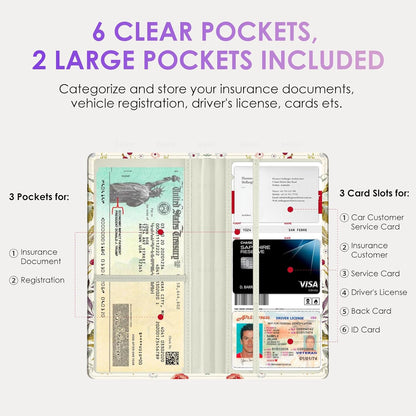 Car Registration and Insurance Holder，Colour Patterns Men Women Car License Document Registration and Insurance Card Holder