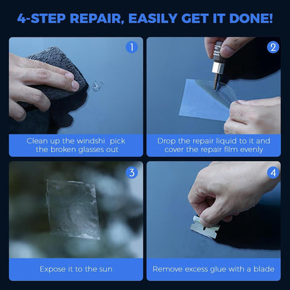 Windshield Repair Kit, Car Windshield Chip Repair Kit, Nano Glass Crack Repair, Auto Glass Crack Chip Quick Fix Tools, Bulls-Eye and Star-Shaped Crack-2 Bottles