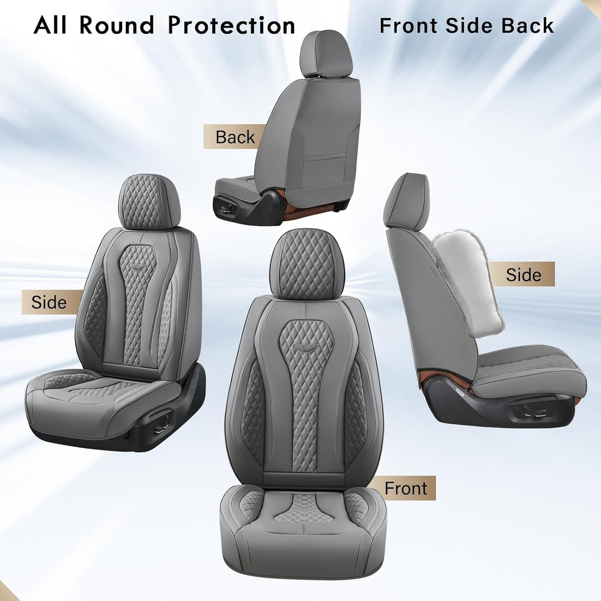Coverado Seat Covers, Car Seat Covers Full Set, Black Car Seat Cover, Car Seat Covers Front Seats Back Seat Cover, Waterproof Car Seat Cushion, Leather Seat Covers Seat Protector Fit for Most Cars