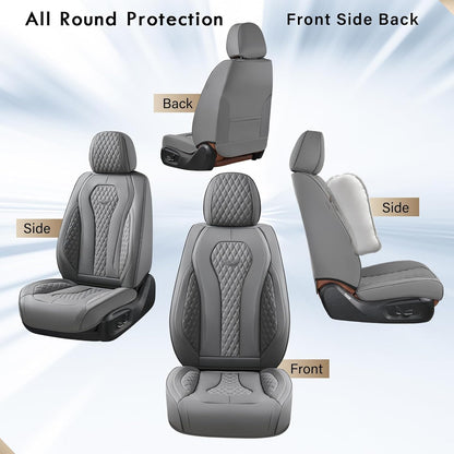Coverado Seat Covers, Car Seat Covers Full Set, Black Car Seat Cover, Car Seat Covers Front Seats Back Seat Cover, Waterproof Car Seat Cushion, Leather Seat Covers Seat Protector Fit for Most Cars