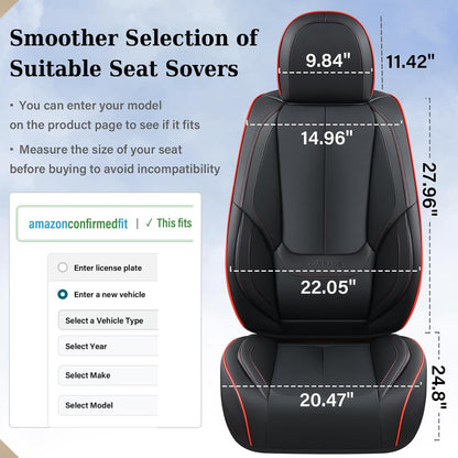 Coverado Seat Covers Full Set, Black Seat Covers for Cars 5 Seats, Car Seat Protector, Waterproof Nappa Leather Car Seat Cushion, Front and Rear Car Seat Cover Fit for Most Sedans SUV Pick-up Truck - Colors A