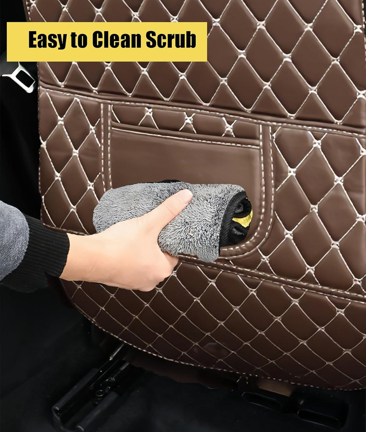 Leatherette Car Seat Protector - 2 Pack Large Car Kick Mats with Storage Pockets Organizer Seat Back Cover Against Dirty Shoes & Scratches, Universal Fit for Most Vehicles (Black)