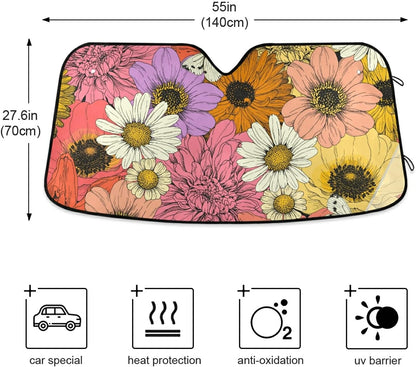 Black Leopard Car Windshield Sun Shade Animal Skin Print Foldable UV Ray Sun Visor Protector Sunshade to Keep Your Vehicle Cool (51" x 27.6")