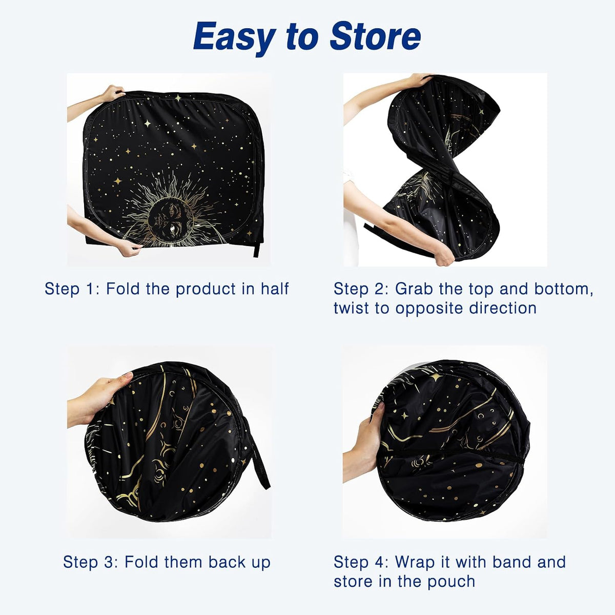 Windshield Sun Shade - Car Sun Shade Windshield, Reflector Sunshade Offers Ultimate Protection for Car Interior, Foldable Front Window Fit for Hatchback, Truck, SUV, MPV