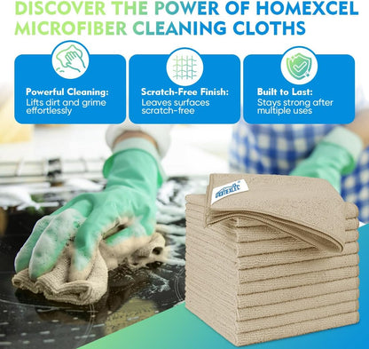HOMEXCEL Microfiber Cleaning Cloth 12 Pack, 12.5 x 12.5 inch Microfiber Towels for Cars, Ultra Absorbent Washing Cloth, Lint Free Streak Free Cleaning Rags for Car, Kitchen, and Window (Grey)