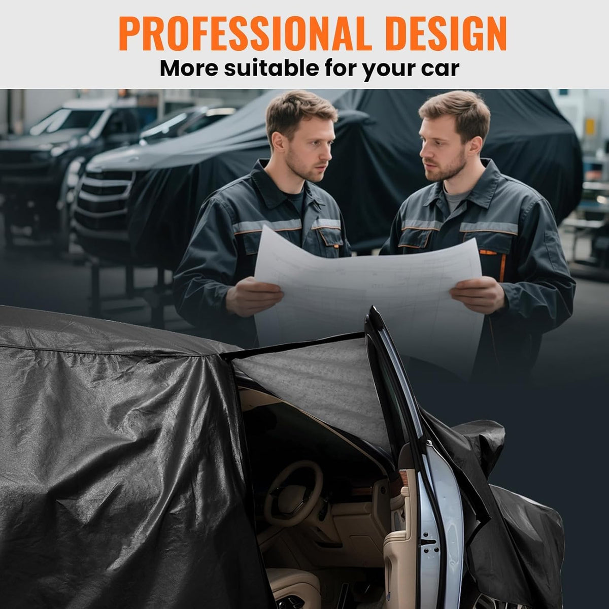 Large SUV Car Cover for Chevy Suburban 100% Waterproof All Weather, Heavy Duty Outdoor Full Exterior Covers Rain Sun Wind UV Protection. - Colors B