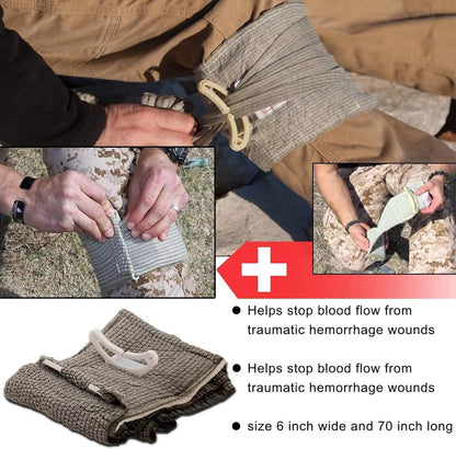 IFAK Trauma Kit with Emergency Compression Strap, 6-Inch Bandage, Splint, Outdoor First Aid Kit for Car, Camping, Hiking and Travel with Molle Bag