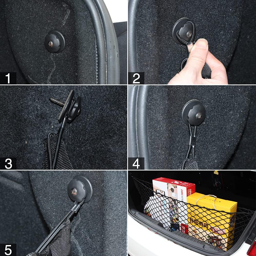 Car Rear Cargo Net, Universal Adjustable Elastic Trunk Cargo Storage Organizer Net Compatible for SUV, Jeep, Truck, Storage Nylon Mesh Double-Layer with Hooks (35.4 x 15.7 Inch)