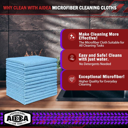 AIDEA Microfiber Cleaning Cloth, 50PK, Microfiber Towels for Cars, Premium Wash Cloths, Dusting Cloth Cleaning Rags, Absorbent Towels for SUVs, House, Kitchen, Window, Cleaning Supplies12×12"