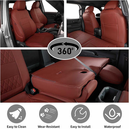 EKR Tacoma Car Seat Covers Custom Fit for Toyota Tacoma (Petrol) 2024 2025 2026 DoubleCab/CrewCab SR/SR5/TRD Sport/TRD Off-Road/Limited -Truck Seat Covers Full Set,Faux Leather(Black)