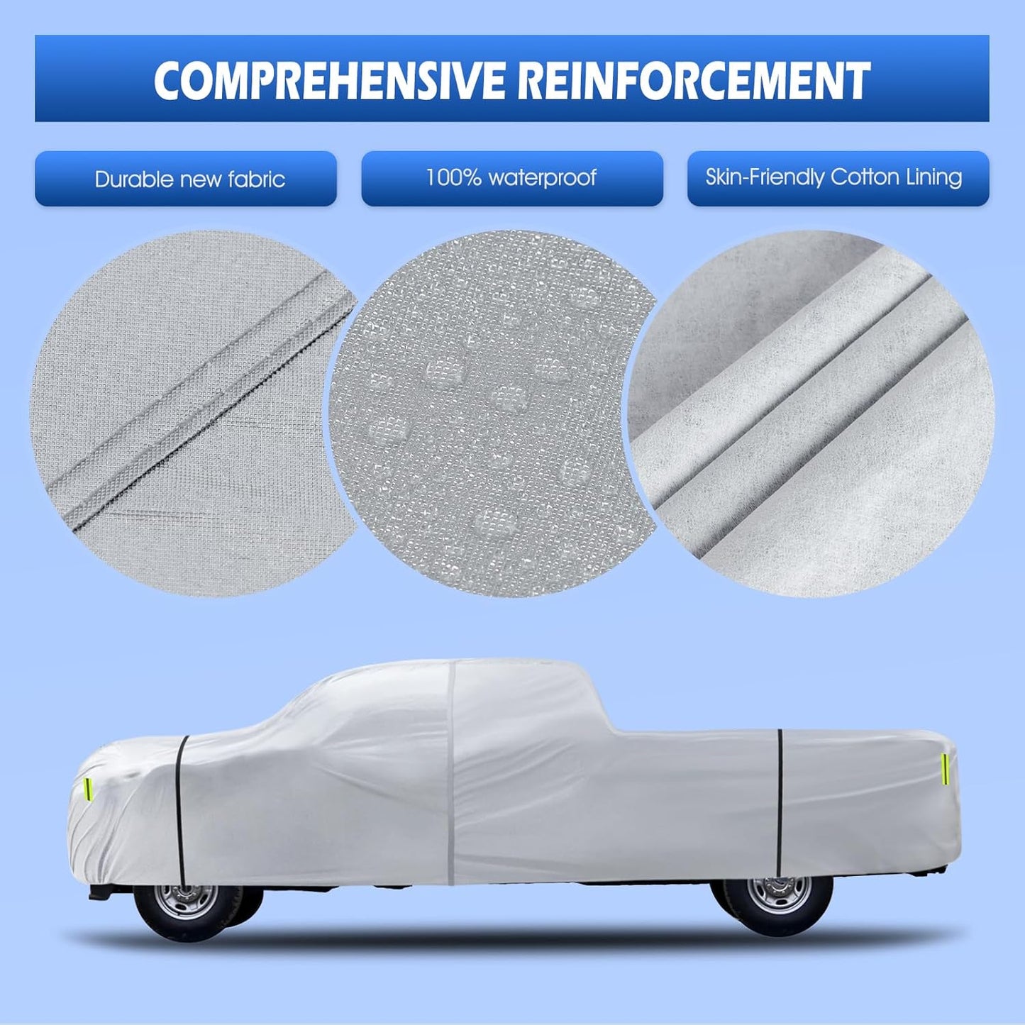 6 Layers Car Cover Waterproof All Weather for Automobiles, Size A3 with Zipper Cotton Fit for Toyota Camry, Honda Accord, Ford Mustang, Chevy Camaro/Malibu,Kia Optima/K5 (187-198 inch)