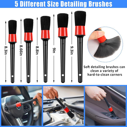 Car Detailing Kit, Car Detailing Brush Set with Vacuum, Bendable Car Wheel Rim Cleaner Brush Set, Car Detailing Brushes, Car Wash Cleaning Tools Kit for Interior, Exterior, Wheels, Blue