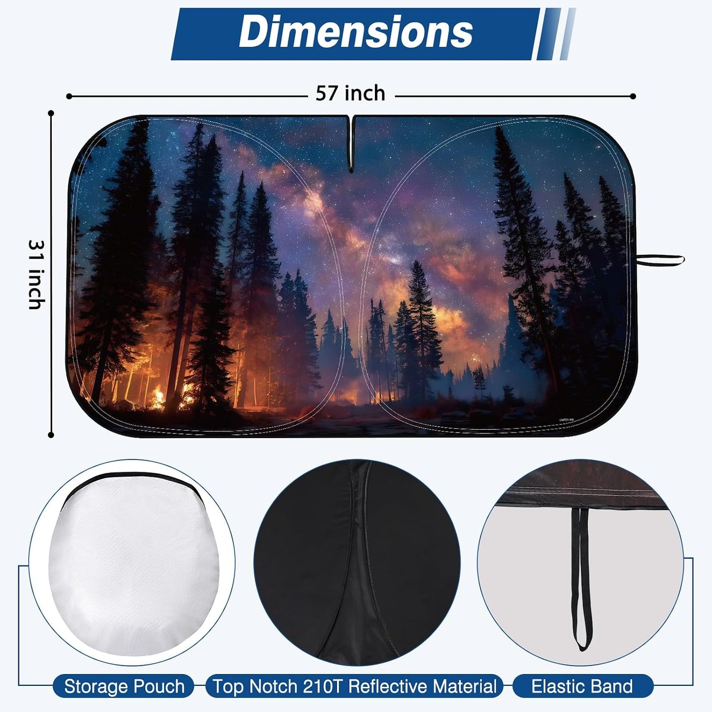 Car Windshield Sun Shade - Reflector Sunshade Offers Ultimate Protection for Car Interior, Cool Reflective Sun Blocker Fits Small Sedans, Mini SUVs