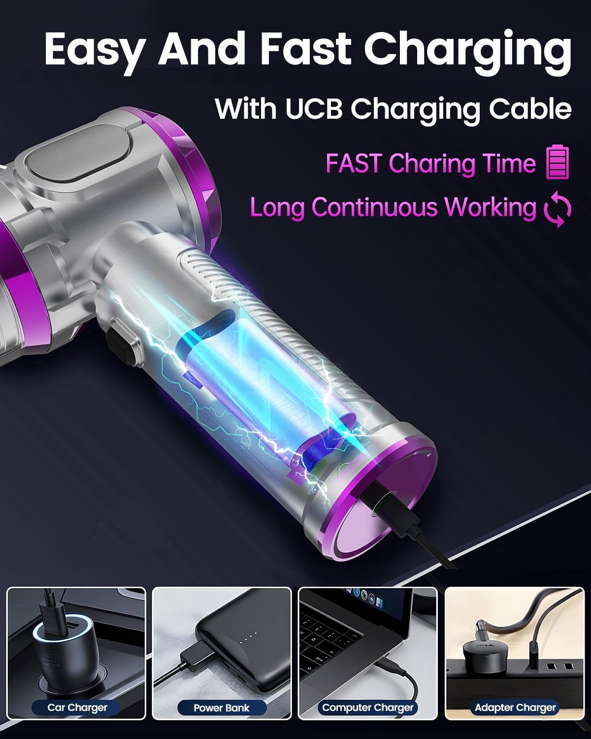 Portable Car Vacuum Cleaner 15000pa - 4 in 1 Vacuum Cleaner&Air Duster, Rechargeable Handheld Vacuum with Multi-Nozzles for Car, Home, Pet,an Ideal Gift for Both Men and Women(Pink)