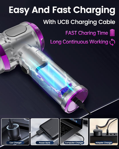 Portable Car Vacuum Cleaner 15000pa - 4 in 1 Vacuum Cleaner&Air Duster, Rechargeable Handheld Vacuum with Multi-Nozzles for Car, Home, Pet,an Ideal Gift for Both Men and Women(Pink)