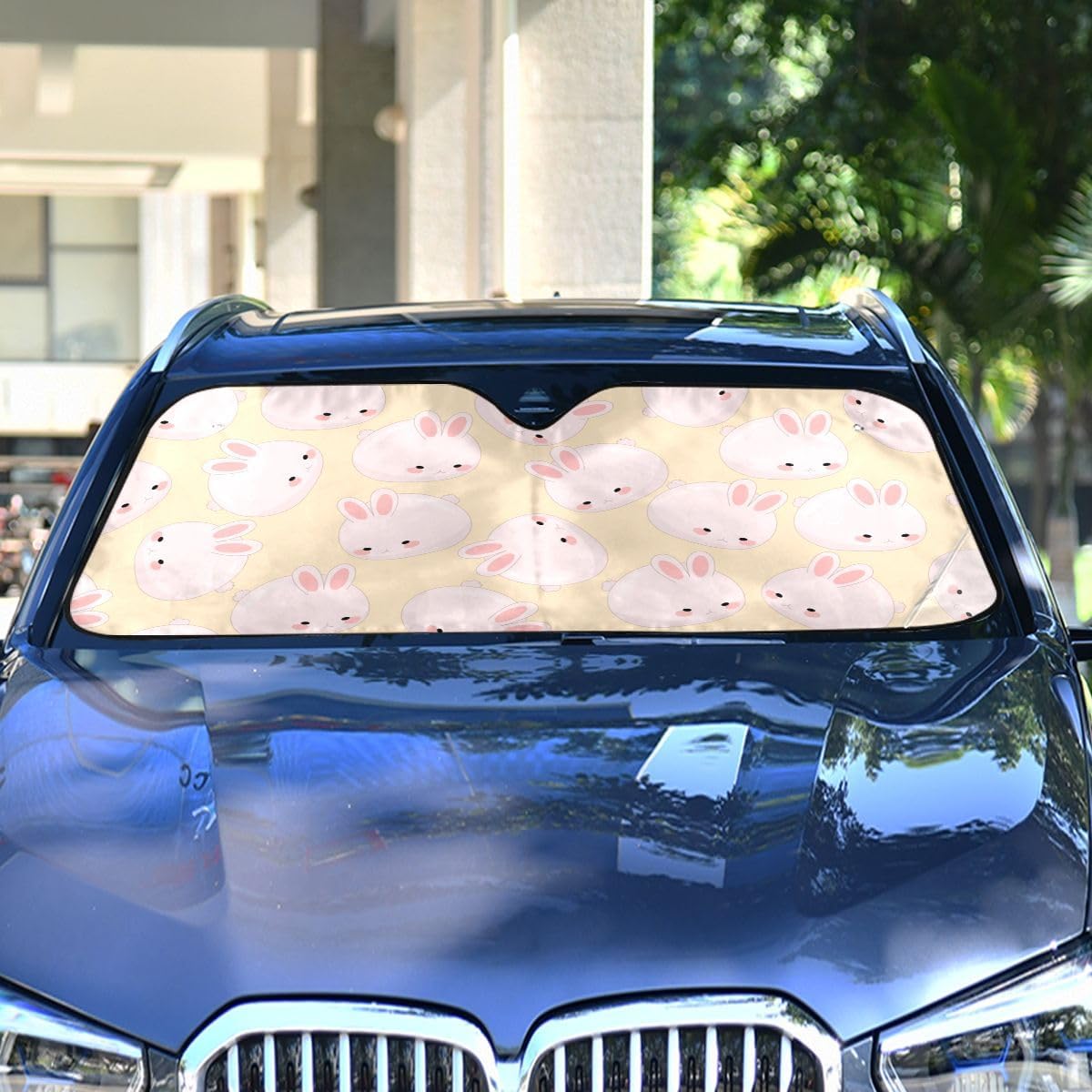 Black Leopard Car Windshield Sun Shade Animal Skin Print Foldable UV Ray Sun Visor Protector Sunshade to Keep Your Vehicle Cool (51" x 27.6")
