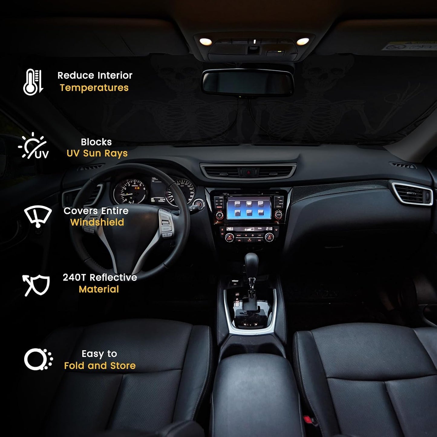 Iridescent Sun Shade for Car Windshield, Foldable Universal Car Windshield Upgrade Sunshade Enhanced UV Rays Reflective Sun Visor Shade Keeps Vehicle Cool